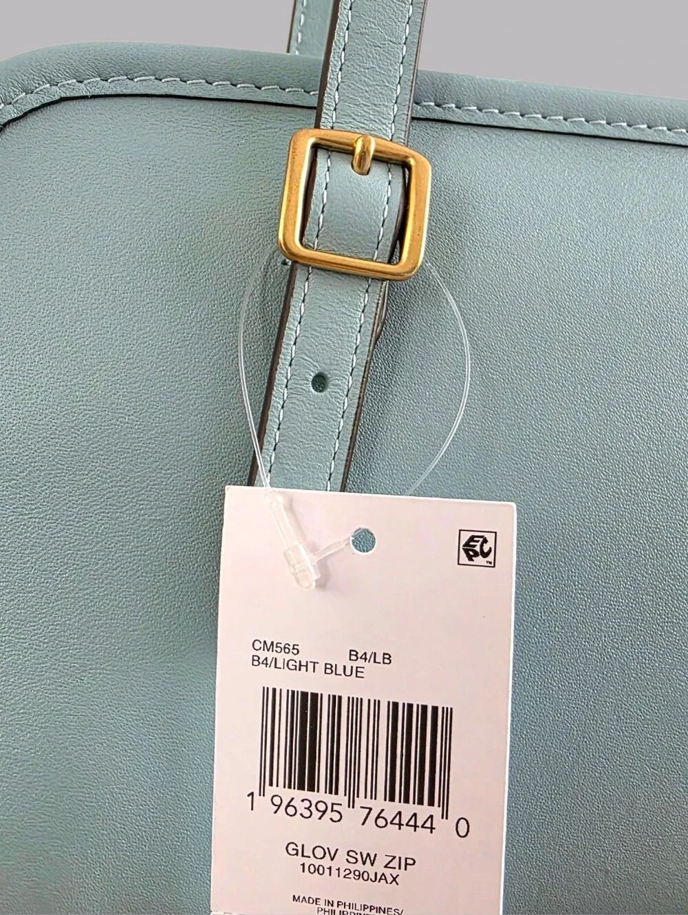 COACH Swing Zip 20 Shoulder Bag in Light Blue Brass NEW